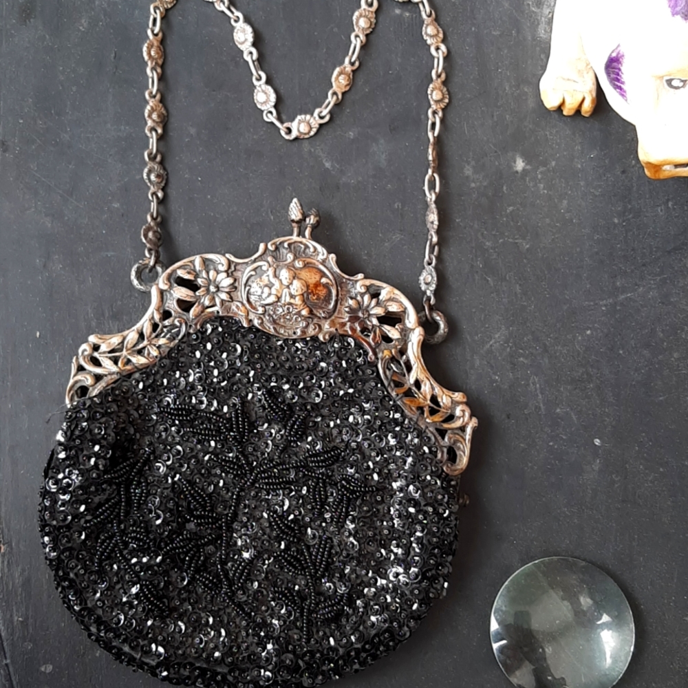 VINTAGE 800 silver beaded hand bag by Coppini
